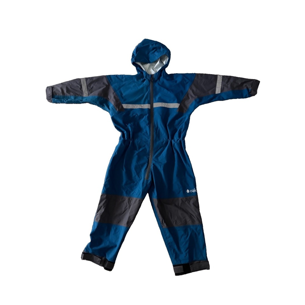 Oaki Trail Suit Kid's 6/7 Blue Gray Waterproof Rain Suit One Piece Hooded